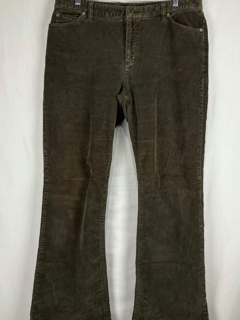 EUC Eddie Bauer Womens Brown Corduroy Stretch Comfort Flare Pants Size 14